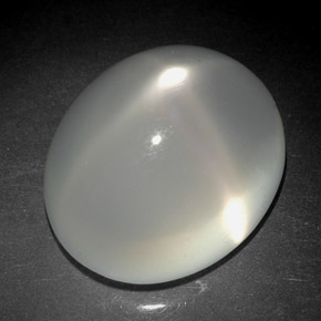 6.08캐럿 천연 화이트 스타 문스톤, 투명한, 12.6×12.5 mm, 투명/반투명