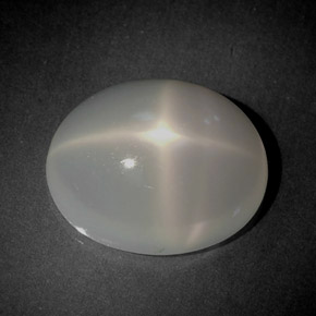 5.60캐럿 천연 화이트 스타 문스톤, 투명한, 12.9×10.5 mm, 투명/반투명