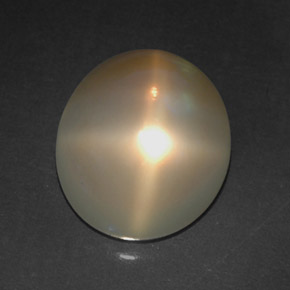 4.91캐럿 천연 오렌지 크림 스타 문스톤, 투명한, 10.9×9.7 mm, 투명/반투명