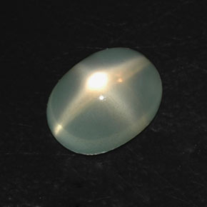 3.27캐럿 천연 라이트 그린 스타 문스톤, 투명한, 10.5×7.9 mm, 투명/반투명