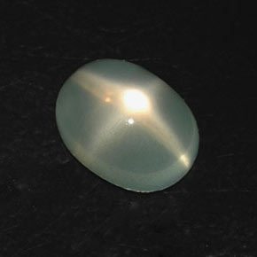 3.27캐럿 천연 라이트 그린 스타 문스톤, 투명한, 10.5×7.9 mm, 투명/반투명
