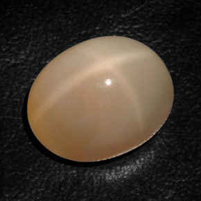 17.94캐럿 천연 크림 피치 스타 문스톤, 투명한, 17.3×14.3 mm, 투명/반투명
