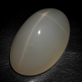 18.99캐럿 천연 밀키 화이트 스타 문스톤, 타원형 컷, 21.1×13.2 mm, 투명한