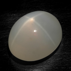 17.54캐럿 천연 밀키 화이트 스타 문스톤, 투명한, 17.2×13.8 mm, 투명/반투명