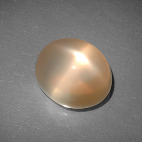 6.83캐럿 천연 피치 오렌지 스타 문스톤, 투명한, 12.4×10.3 mm, 투명/반투명