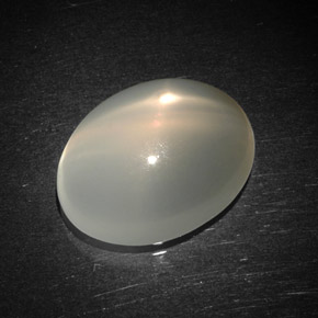 5.98캐럿 천연 크림 스타 문스톤, 투명한, 14.3×11.1 mm, 투명/반투명