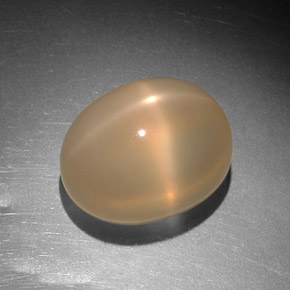 9.14캐럿 천연 피치 오렌지 스타 문스톤, 투명한, 13.1×10.1 mm, 투명/반투명