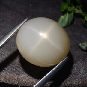 10.60캐럿 천연 크림 스타 문스톤, 타원형 컷, 13.9×12.5 mm, 투명한