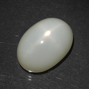 11.08캐럿 천연 크림 스타 문스톤, 타원형 컷, 15.1×10.6 mm, 투명한