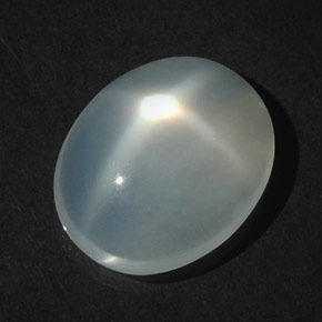 8.36캐럿 천연 화이트 스타 문스톤, 타원형 컷, 16.3×13.2 mm, 투명한