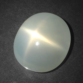 17.93캐럿 천연 밀키 화이트 스타 문스톤, 투명한, 17.6×15.2 mm, 투명/반투명