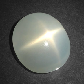 17.93캐럿 천연 밀키 화이트 스타 문스톤, 투명한, 17.6×15.2 mm, 투명/반투명