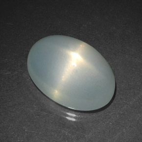 9.84캐럿 천연 밀키 화이트 스타 문스톤, 투명한, 14.8×10.1 mm, 투명/반투명