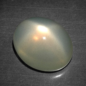 12.93캐럿 천연 피치 오렌지 스타 문스톤, 투명한, 15.4×12.4 mm, 투명/반투명