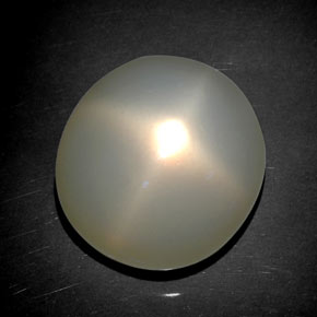 19.72캐럿 천연 크림 스타 문스톤, 타원형 컷, 16.2×15.3 mm, 투명한