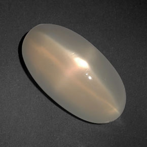 6.47캐럿 천연 크림 피치 스타 문스톤, 투명한, 15.8×8.4 mm, 투명/반투명