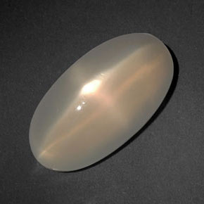6.47캐럿 천연 크림 피치 스타 문스톤, 투명한, 15.8×8.4 mm, 투명/반투명