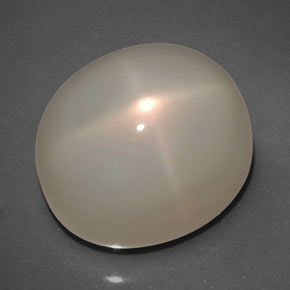 26.20캐럿 천연 크림 피치 스타 문스톤, 투명한, 17.1×14.3 mm, 투명/반투명