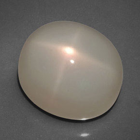 26.20캐럿 천연 크림 피치 스타 문스톤, 투명한, 17.1×14.3 mm, 투명/반투명