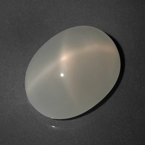 7.39캐럿 천연 밀키 화이트 스타 문스톤, 투명한, 13.5×10.7 mm, 투명/반투명