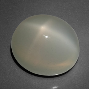 16.14캐럿 천연 밀키 화이트 스타 문스톤, 투명한, 14.8×12.7 mm, 투명/반투명