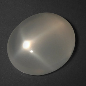 4.43캐럿 천연 밀키 화이트 스타 문스톤, 타원형 컷, 12.8×11 mm, 투명한