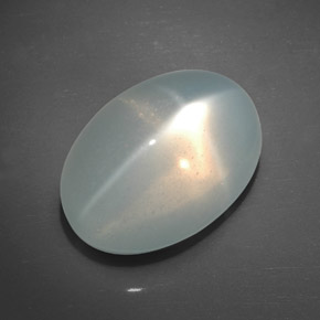 24.20캐럿 천연 크림 스타 문스톤, 투명한, 19.7×13.5 mm, 투명/반투명