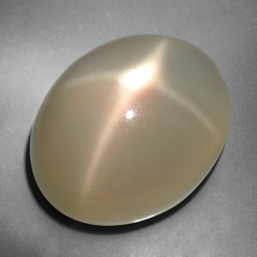 34.76캐럿 천연 크림 스타 문스톤, 타원형 컷, 21.7×17.5 mm, 투명한