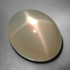 34.76캐럿 천연 크림 스타 문스톤, 타원형 컷, 21.7×17.5 mm, 투명한