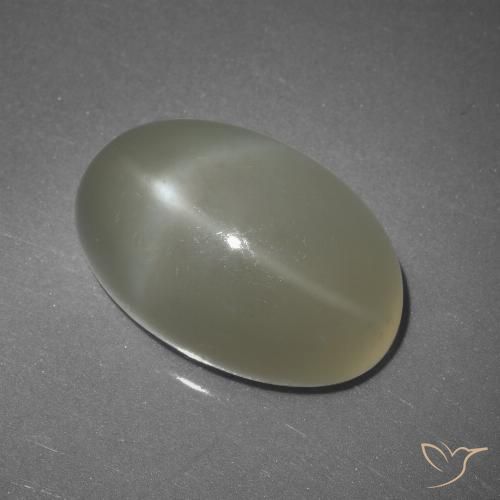 11.25캐럿 천연 따뜻한 화이트 스타 문스톤, 타원형 컷, 투명한