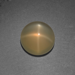 4.42캐럿 천연 크림 피치 스타 문스톤, 라운드 컷, 10.23 mm, 투명한