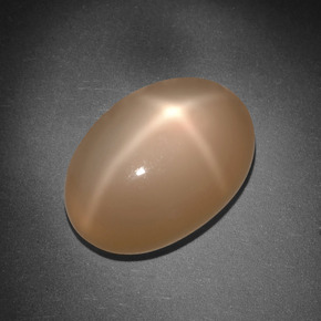 8.01캐럿 천연 피치 오렌지 스타 문스톤, 타원형 컷, 15.2×10.7 mm, 투명한