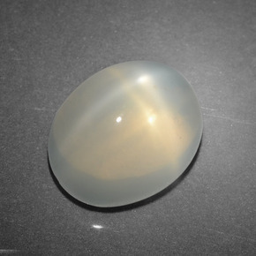 4.02캐럿 천연 크림 스타 문스톤, 타원형 컷, 10.2×8.2 mm, 투명한