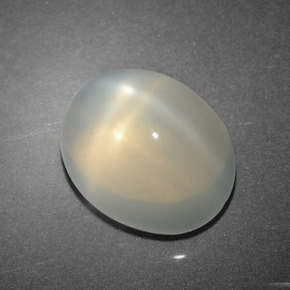 4.02캐럿 천연 크림 스타 문스톤, 타원형 컷, 10.2×8.2 mm, 투명한