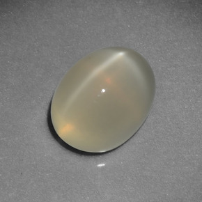 2.87캐럿 천연 크림 스타 문스톤, 타원형 컷, 9.2×7.2 mm, 투명한