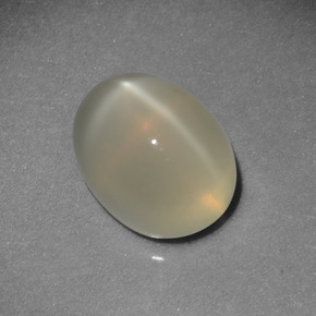 2.87캐럿 천연 크림 스타 문스톤, 타원형 컷, 9.2×7.2 mm, 투명한