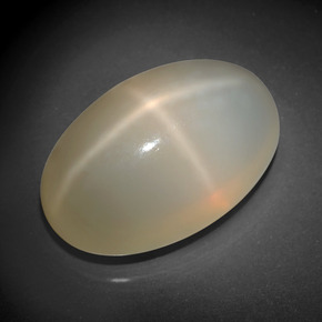 33.90캐럿 천연 크림 스타 문스톤, 타원형 컷, 24.9×16 mm, 투명한