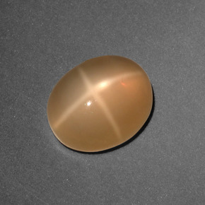 3.01캐럿 천연 크림 피치 스타 문스톤, 타원형 컷, 10.1×8.2 mm, 투명한
