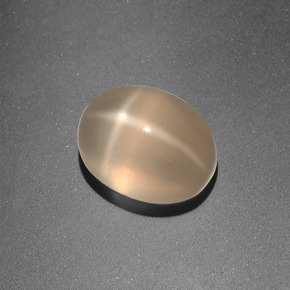 3.33캐럿 천연 크림 피치 스타 문스톤, 타원형 컷, 9.2×7.1 mm, 투명한