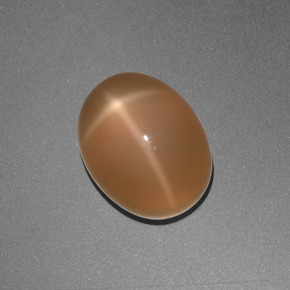 3.05캐럿 천연 크림 피치 스타 문스톤, 타원형 컷, 9.1×7.2 mm, 투명한