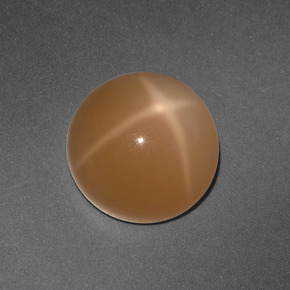 3.65캐럿 천연 크림 피치 스타 문스톤, 라운드 컷, 9.15 mm, 투명한