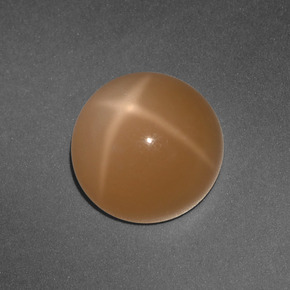 3.65캐럿 천연 크림 피치 스타 문스톤, 라운드 컷, 9.15 mm, 투명한