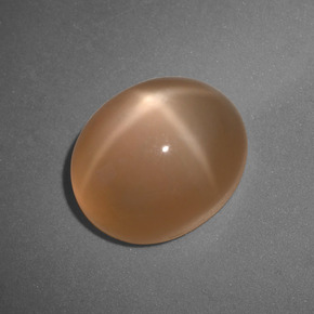 6.04캐럿 천연 크림 피치 스타 문스톤, 타원형 컷, 11.1×9.1 mm, 투명한