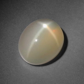 5.03캐럿 천연 크림 스타 문스톤, 타원형 컷, 11.1×9.2 mm, 투명한