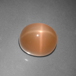 5.07캐럿 천연 크림 피치 스타 문스톤, 타원형 컷, 9.7×8.1 mm, 투명한