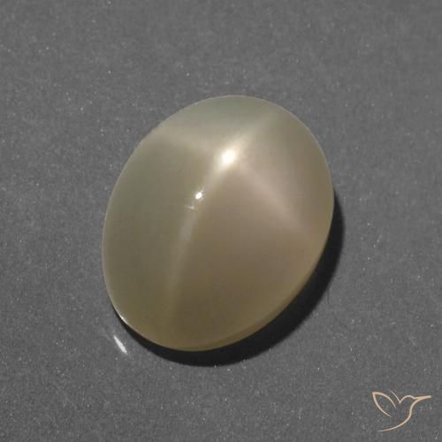 6.35캐럿 천연 연노랑 스타 문스톤, 타원형 컷, 투명한