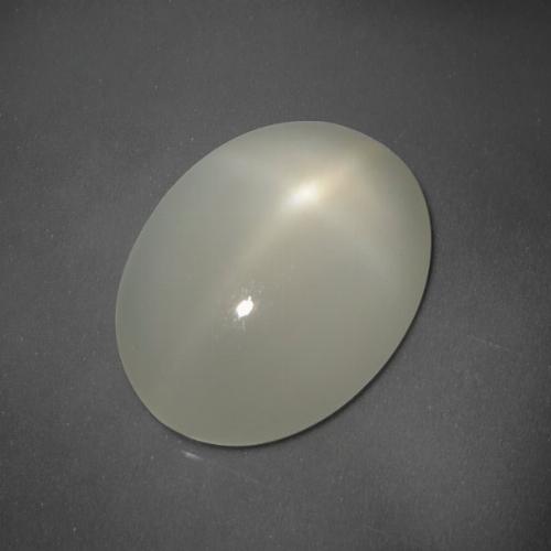 5.60캐럿 천연 라이트 그린 화이트 스타 문스톤, 타원형 컷, 14.2×10.7 mm, 투명한