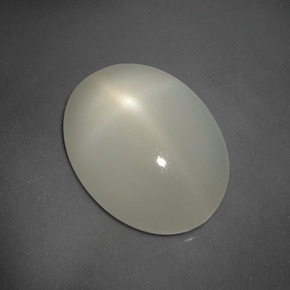 5.60캐럿 천연 라이트 그린 화이트 스타 문스톤, 타원형 컷, 14.2×10.7 mm, 투명한