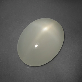 5.60캐럿 천연 라이트 그린 화이트 스타 문스톤, 타원형 컷, 14.2×10.7 mm, 투명한