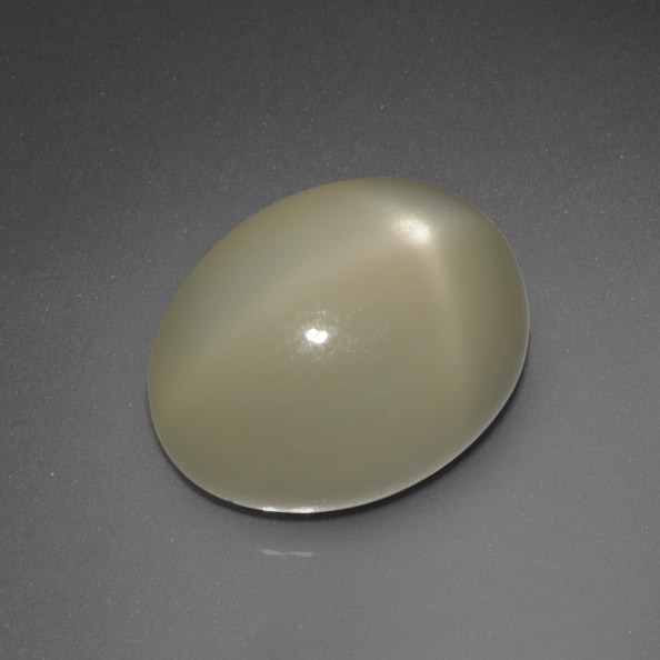 7.34캐럿 천연 라이트 옐로우 스타 문스톤, 타원형 컷, 13.4×10.6 mm, 투명한